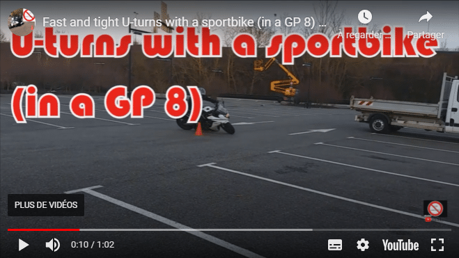 Fast and tight u-turns with a sportbike